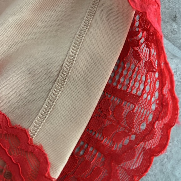 Lulus Avianna Red & Nude Lace Bodycon mini Dress, Size XS Cocktail sleeveless - Picture 15 of 16